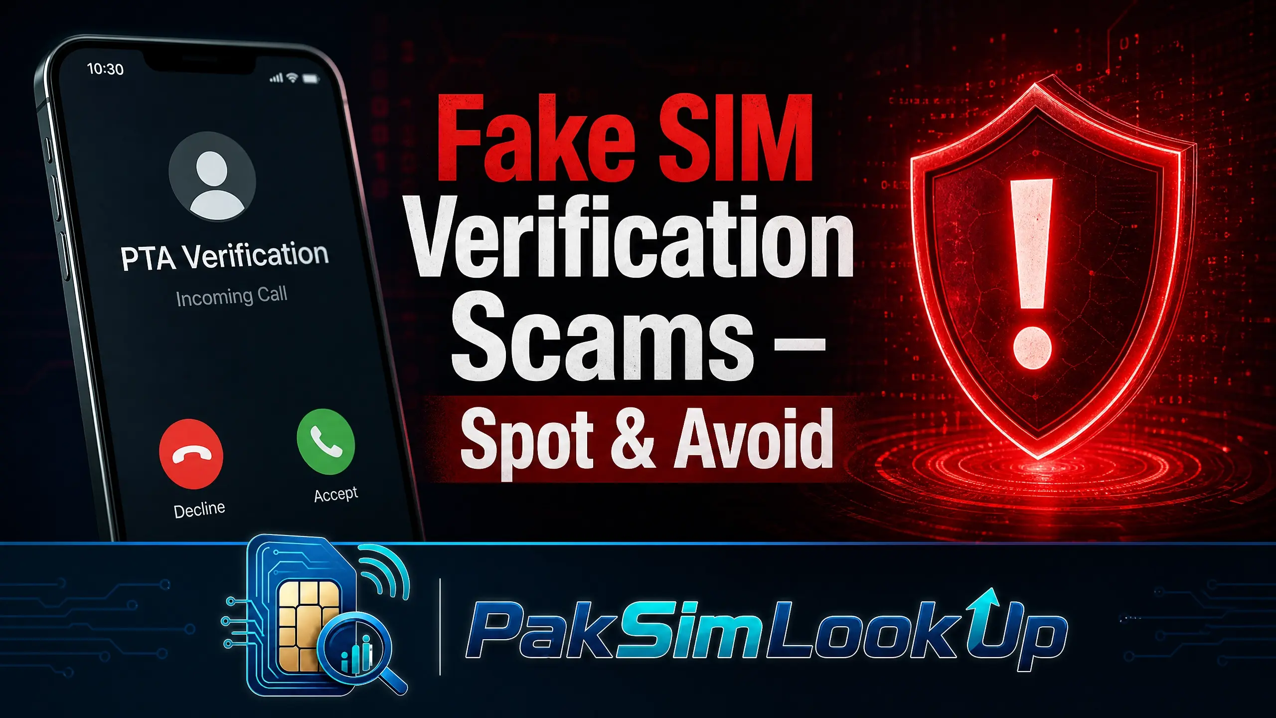 Fake SIM verification scam warning illustration